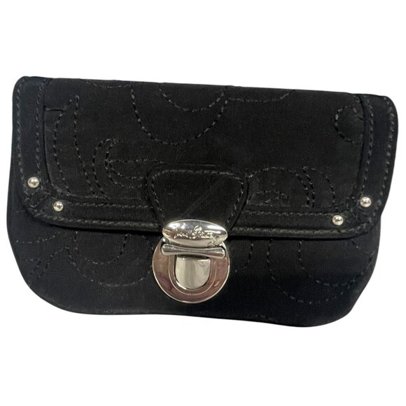 EUC VERA BRADLEY Pushlock Flap ID - with Key Clip - Black - Picture 1 of 9